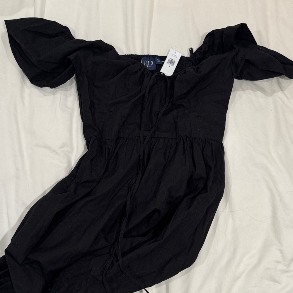 GAP Elegant Black Off-Shoulder Dress s nwt 100% cotton